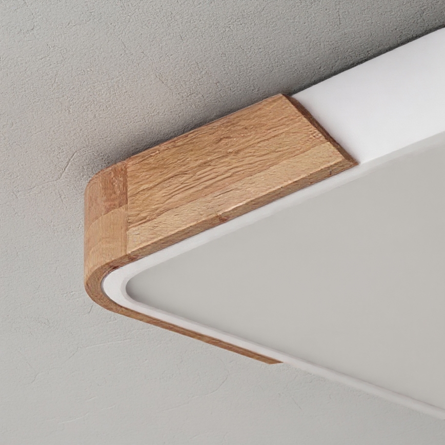 Brilagi - Himennettävä LED-kattovalaisin PILANA LED/60 W/230 V 3000–6500 K tammi/valkoinen 56 x 56 cm + kaukosäädin