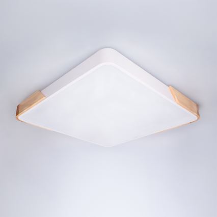 Brilagi - Himennettävä LED-kattovalaisin PILANA LED/60 W/230 V 3000–6500 K tammi/valkoinen 56 x 56 cm + kaukosäädin