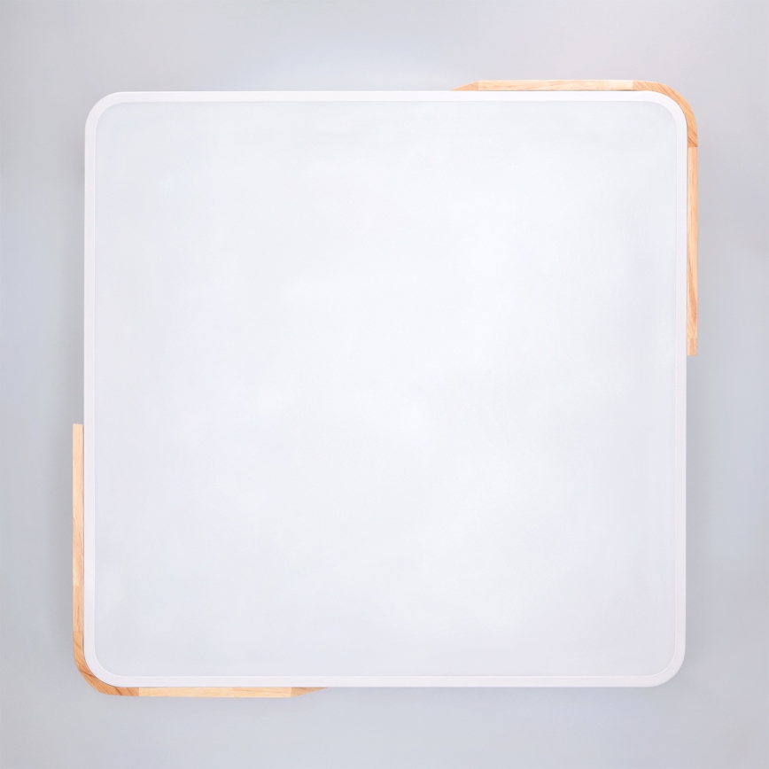 Brilagi - Himennettävä LED-kattovalaisin PILANA LED/60 W/230 V 3000–6500 K tammi/valkoinen 56 x 56 cm + kaukosäädin