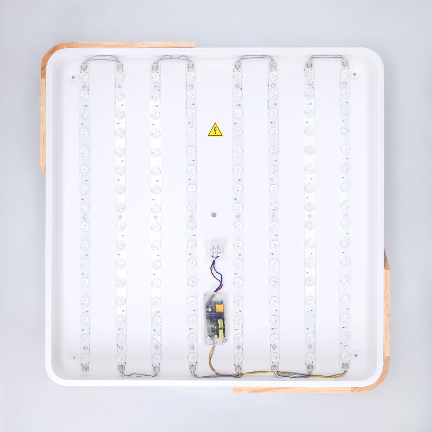 Brilagi - Himennettävä LED-kattovalaisin PILANA LED/60 W/230 V 3000–6500 K tammi/valkoinen 56 x 56 cm + kaukosäädin
