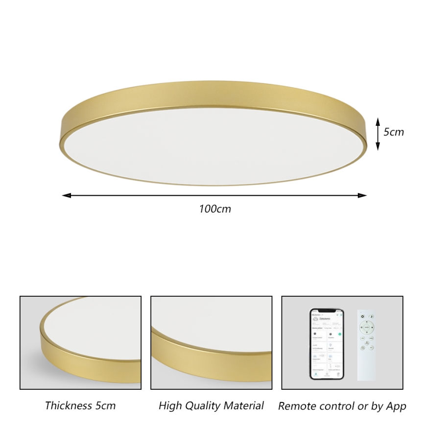 Brilagi - Himmennettävä LED-kattovalaisin POOL SMART LED/128W/230V 3000-6000K 100 cm kultainen Wi-Fi Tuya + kaukosäädin