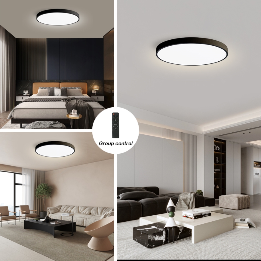 Brilagi - himmennettävä LED-kattovalaisin POOL SMART LED/180W/230V 3000–6000K Ø 120 cm Wi-Fi Tuya musta + kaukosäädin