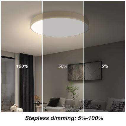 Brilagi - LED-himmennettävä kattovalaisin POOL SMART, 60 W, 230 V, 3000–6000 K, Ø 50 cm, Tuya-yhteensopiva Wi-Fi, beige + kaukosäädin