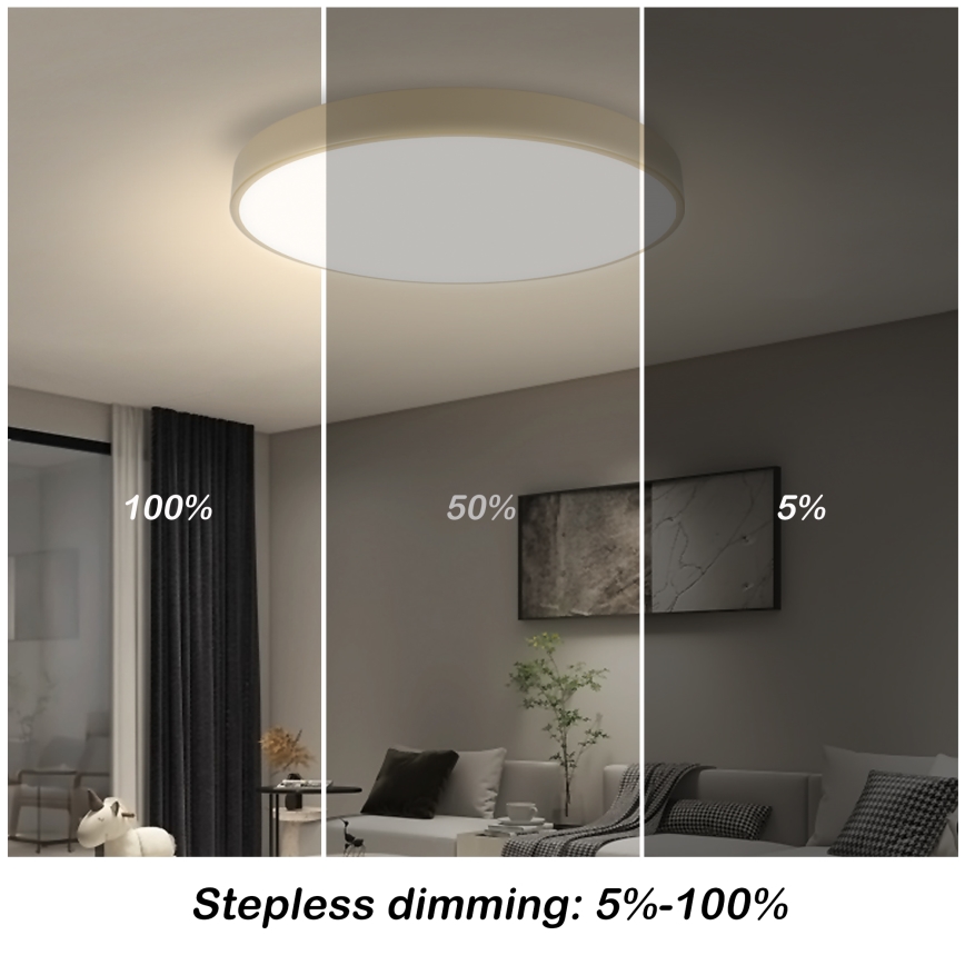 Brilagi - LED-himmennettävä kattovalaisin POOL SMART, 60 W, 230 V, 3000–6000 K, Ø 50 cm, Tuya-yhteensopiva Wi-Fi, beige + kaukosäädin