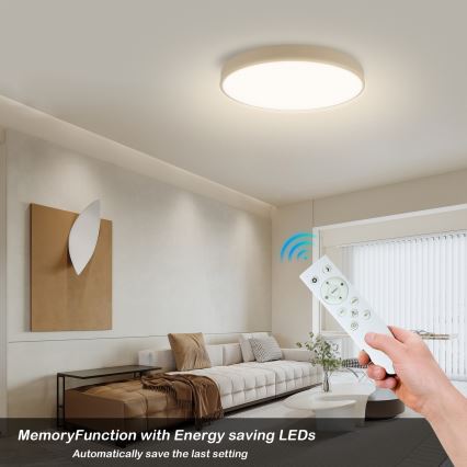 Brilagi - LED-himmennettävä kattovalaisin POOL SMART, 60 W, 230 V, 3000–6000 K, Ø 50 cm, Tuya-yhteensopiva Wi-Fi, beige + kaukosäädin