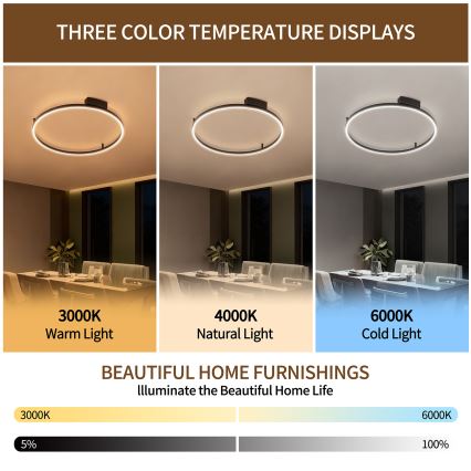 Brilagi - himennettävä LED-kattovalaisin PORTOFINO LED/60W/230V 3000–6000K halkaisija 80 cm musta + kaukosäädin