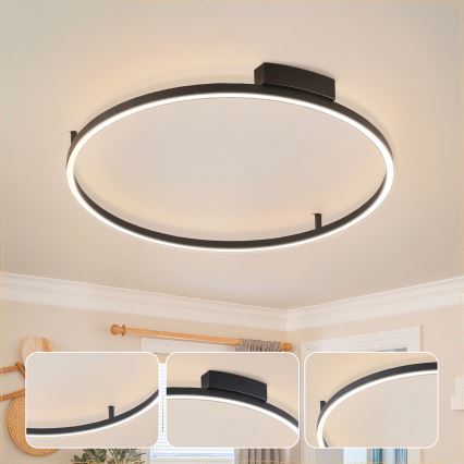 Brilagi - himennettävä LED-kattovalaisin PORTOFINO LED/60W/230V 3000–6000K halkaisija 80 cm musta + kaukosäädin