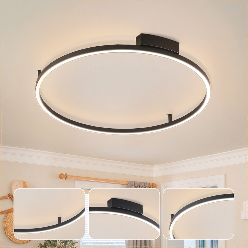 Brilagi - himennettävä LED-kattovalaisin PORTOFINO LED/60W/230V 3000–6000K halkaisija 80 cm musta + kaukosäädin