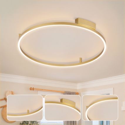 Brilagi - LED-himmennettävä kattovalaisin PORTOFINO LED/60W/230V 3000-6000K halkaisija 80 cm kultainen + kaukosäädin