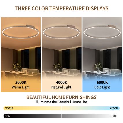 Brilagi - PORTOFINO himmennettävä LED-kattovalaisin LED/85W/230V 3000-6000K Ø 120 cm beige + kaukosäädin