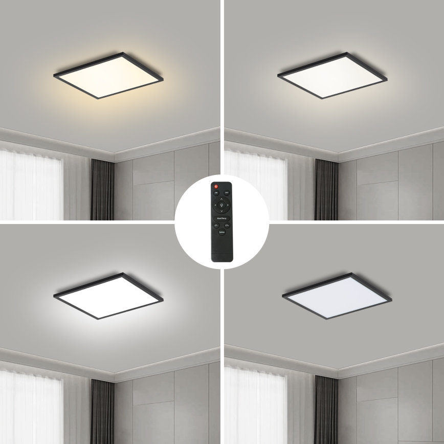Brilagi - LED himmennettävä kattovalaisin SLIMFRAME LED/25W/230V 30x30 cm 3000-6000K musta + kaukosäädin