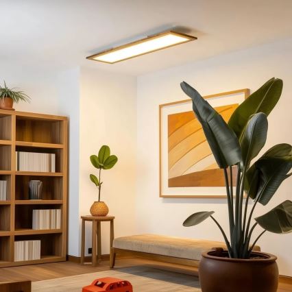 Brilagi - LED-himmennettävä kattovalaisin SLIMFRAME WOOD LED/58W/230V 124x33,7 cm 3000-6000K ruskea + kaukosäädin