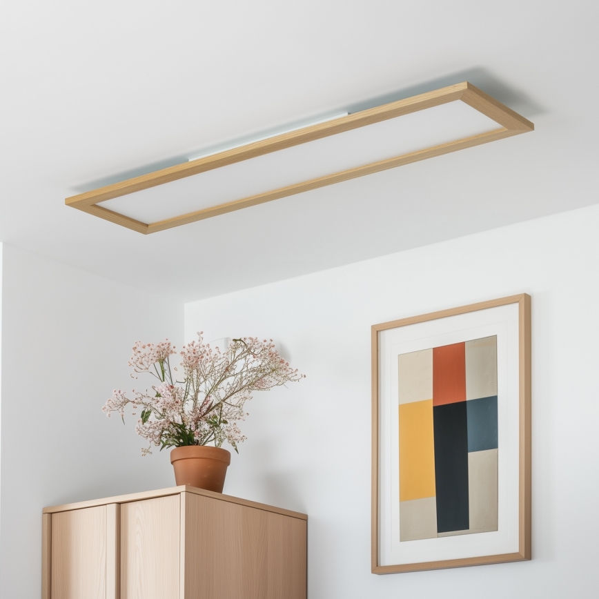 Brilagi - himmennettävä LED-kattovalaisin SLIMFRAME WOOD LED/58W/230V 124x34 cm 3000-6000K ruskea + kaukosäädin