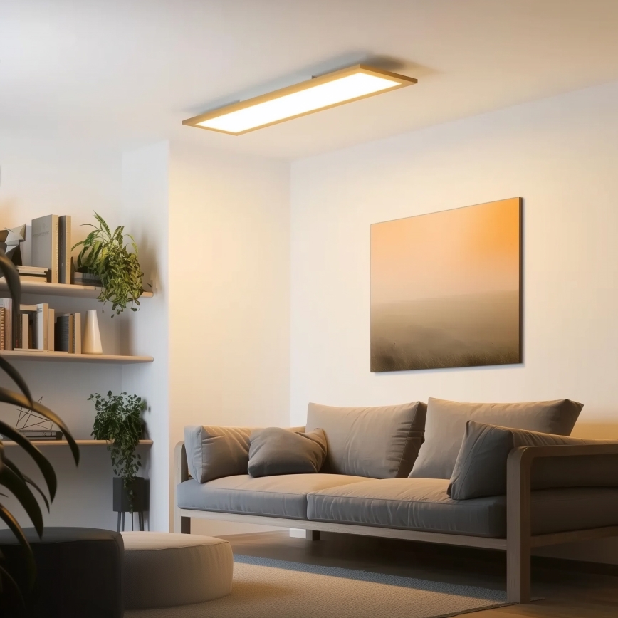 Brilagi - himmennettävä LED-kattovalaisin SLIMFRAME WOOD LED/58W/230V 124x34 cm 3000-6000K ruskea + kaukosäädin