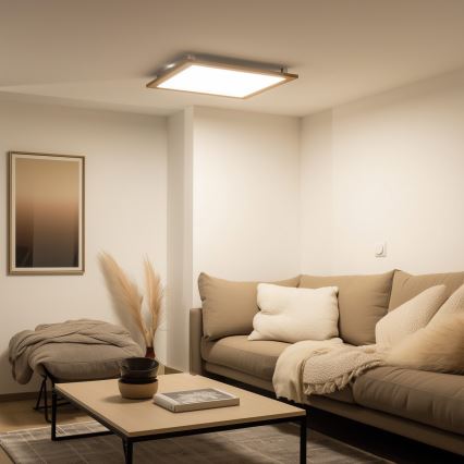 Brilagi - SLIMFRAME WOOD himennettävä LED-kattovalaisin 58W/230V 64x64 cm 3000-6000K ruskea + kaukosäädin
