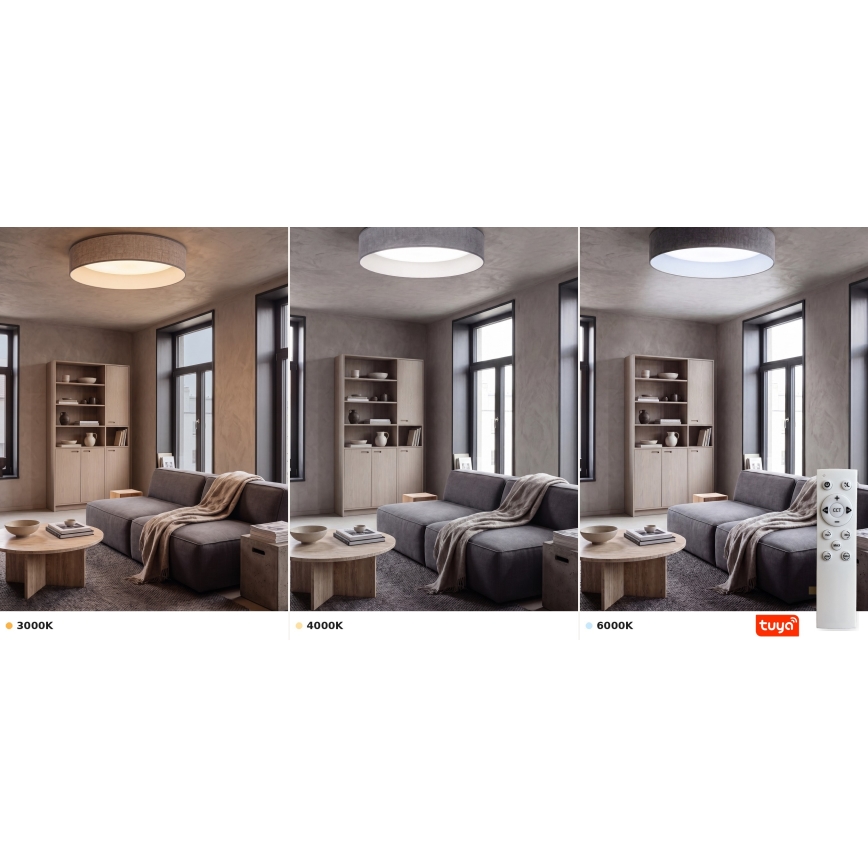 BRILAGI - LED-himmennettävä kattovalaisin VELVET SMARTIX STARS LED/24W/230V 3000–6000K, Ø 45 cm, harmaa, Wi‑Fi Tuya Beacon + kaukosäädin