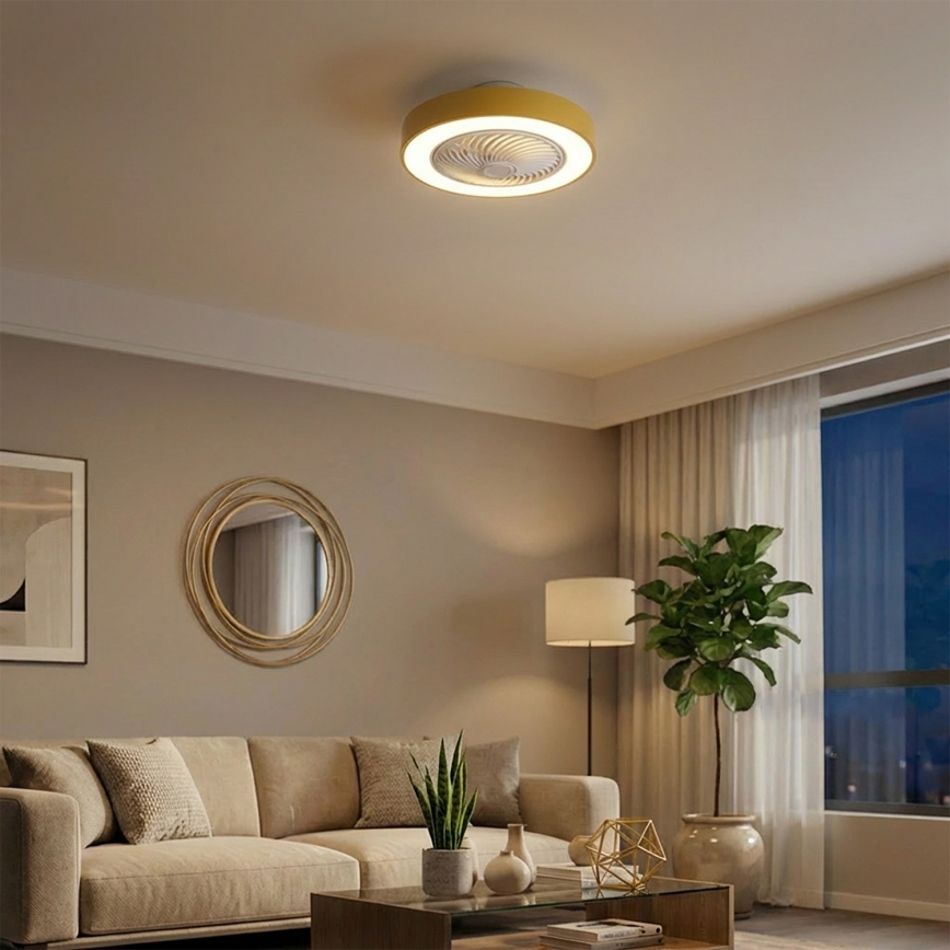 Brilagi - himmennettävä LED-kattovalaisin tuulettimella LED/38W/230V 3000-6500K Ø 50 cm kultainen + kaukosäädin