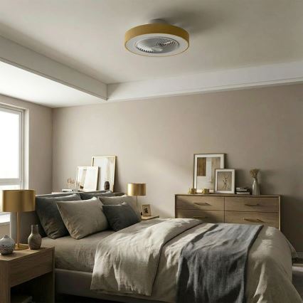 Brilagi - himmennettävä LED-kattovalaisin tuulettimella LED/38W/230V 3000-6500K Ø 50 cm kultainen + kaukosäädin