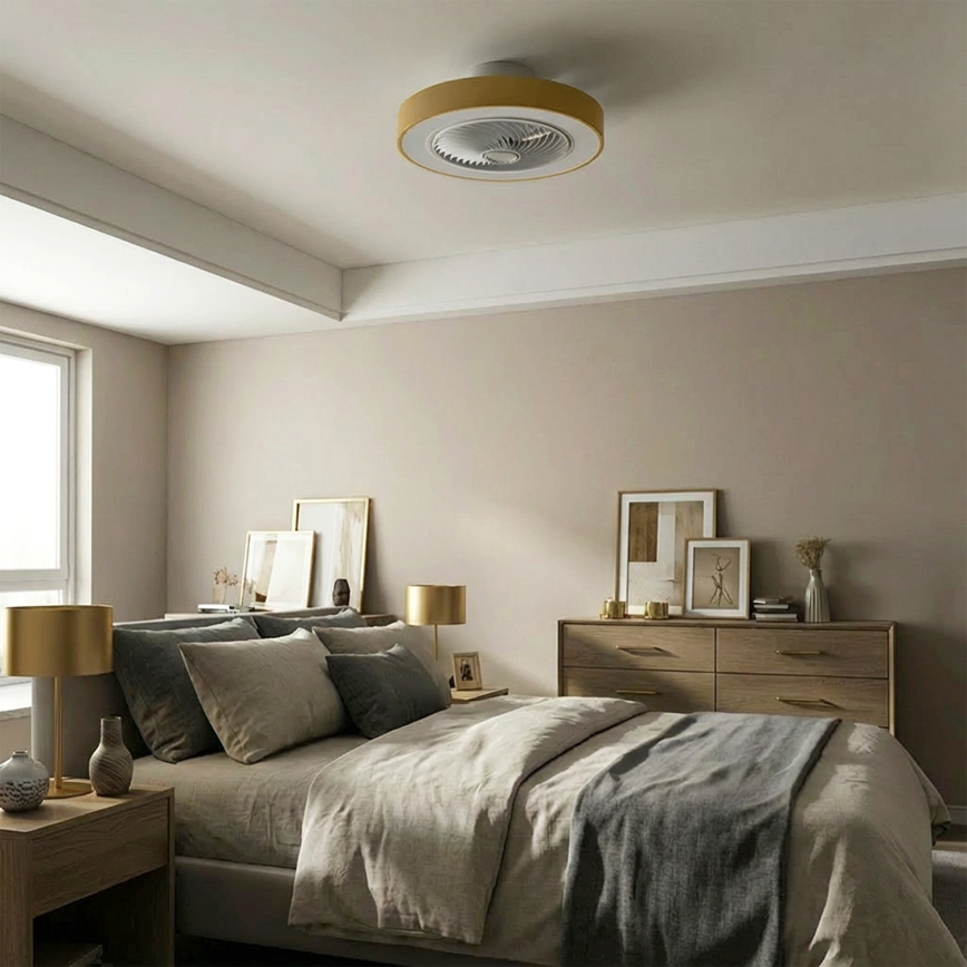 Brilagi - himmennettävä LED-kattovalaisin tuulettimella LED/38W/230V 3000-6500K Ø 50 cm kultainen + kaukosäädin