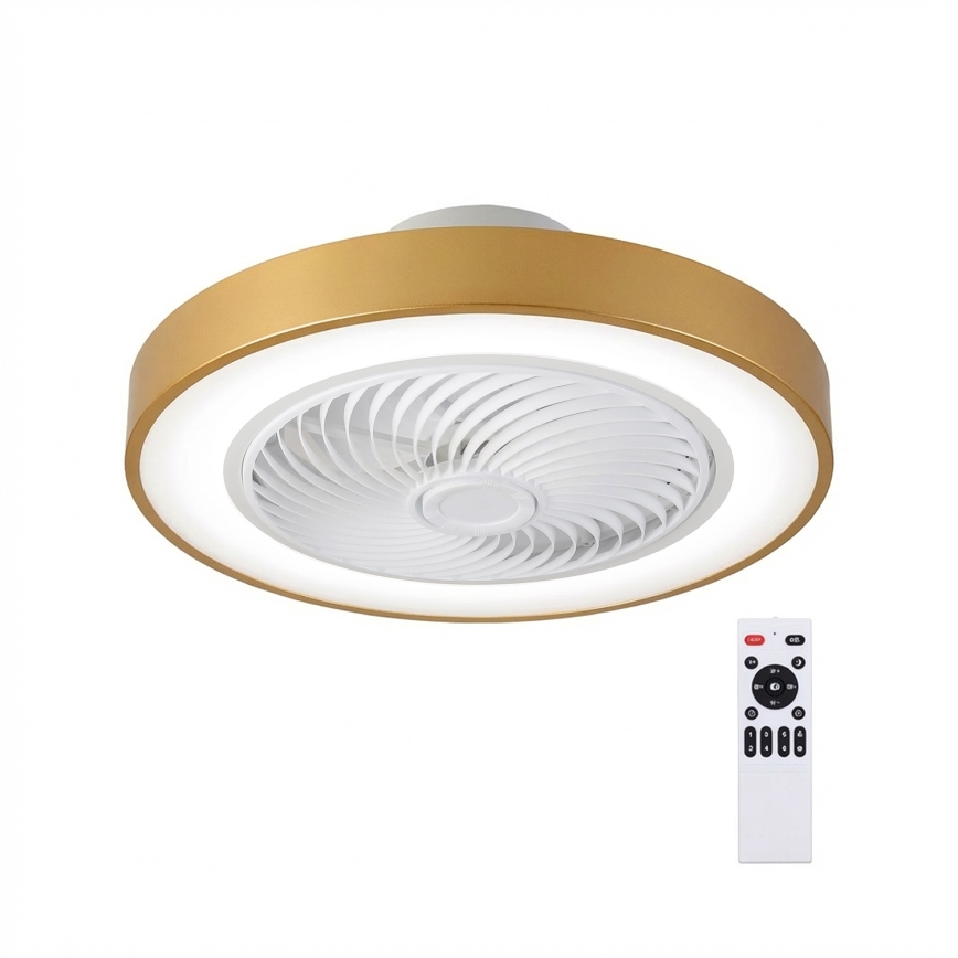Brilagi - himmennettävä LED-kattovalaisin tuulettimella LED/38W/230V 3000-6500K Ø 50 cm kultainen + kaukosäädin