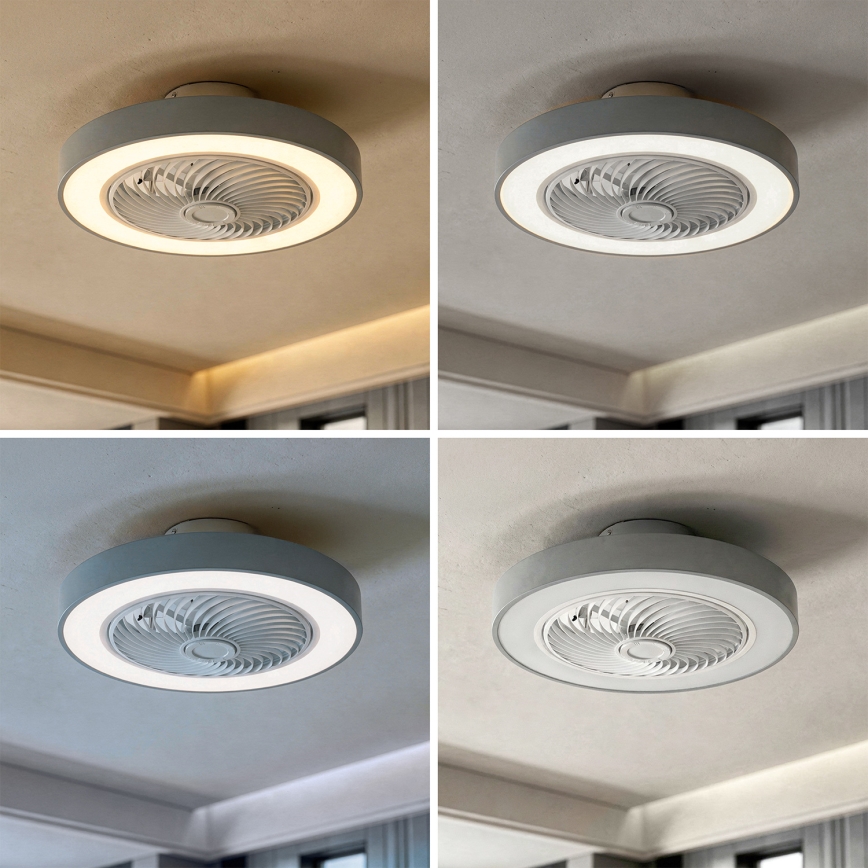 Brilagi - himmennettävä LED-kattovalaisin tuulettimella, LED 38 W, 230 V, 3000–6500 K, halkaisija 50 cm, harmaa + kaukosäädin