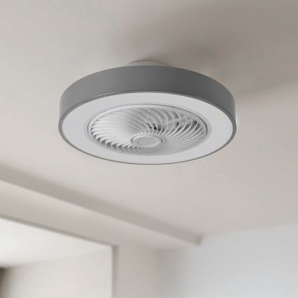Brilagi - himmennettävä LED-kattovalaisin tuulettimella, LED 38 W, 230 V, 3000–6500 K, halkaisija 50 cm, harmaa + kaukosäädin