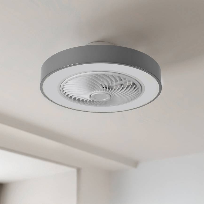 Brilagi - himmennettävä LED-kattovalaisin tuulettimella, LED 38 W, 230 V, 3000–6500 K, halkaisija 50 cm, harmaa + kaukosäädin