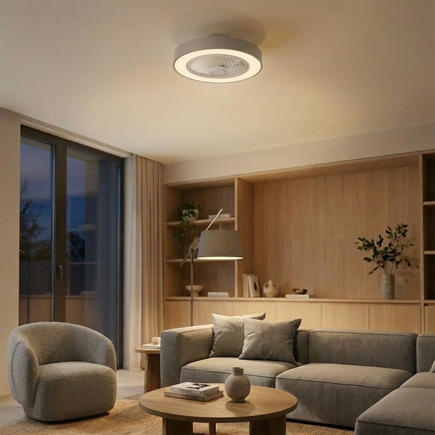 Brilagi - himmennettävä LED-kattovalaisin tuulettimella, LED 38 W, 230 V, 3000–6500 K, halkaisija 50 cm, harmaa + kaukosäädin
