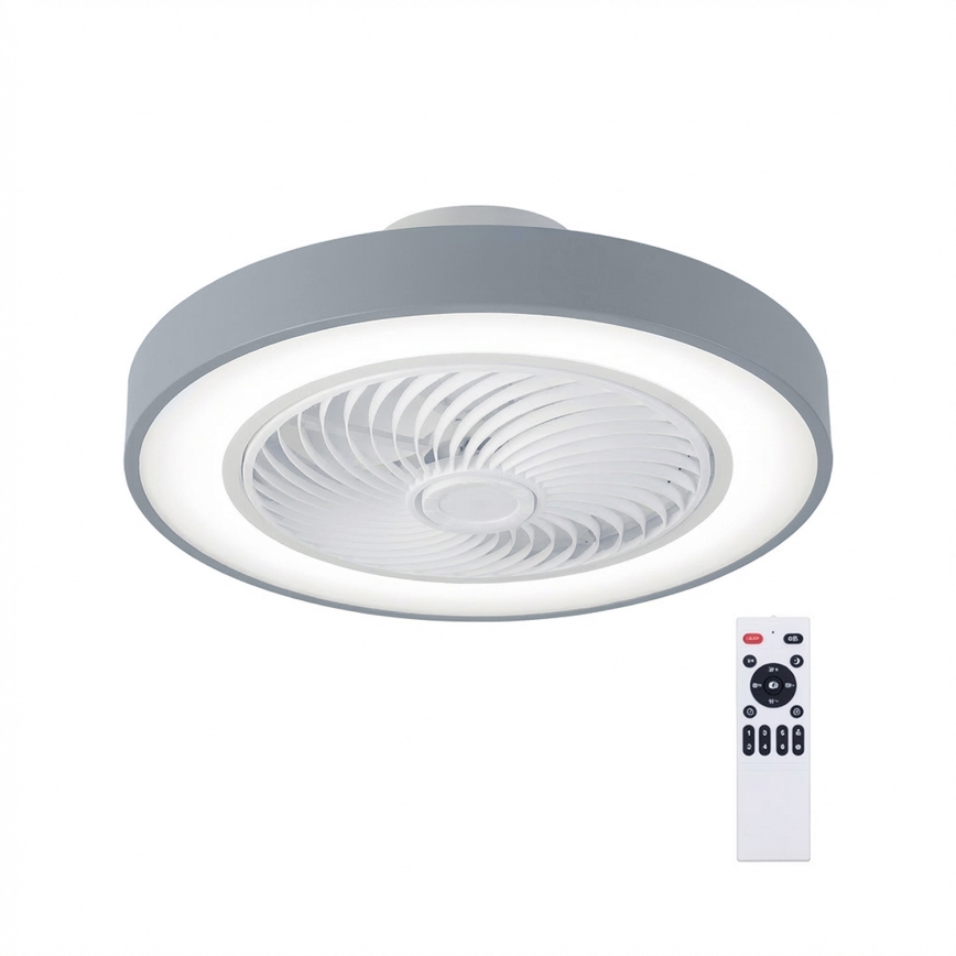 Brilagi - himmennettävä LED-kattovalaisin tuulettimella, LED 38 W, 230 V, 3000–6500 K, halkaisija 50 cm, harmaa + kaukosäädin