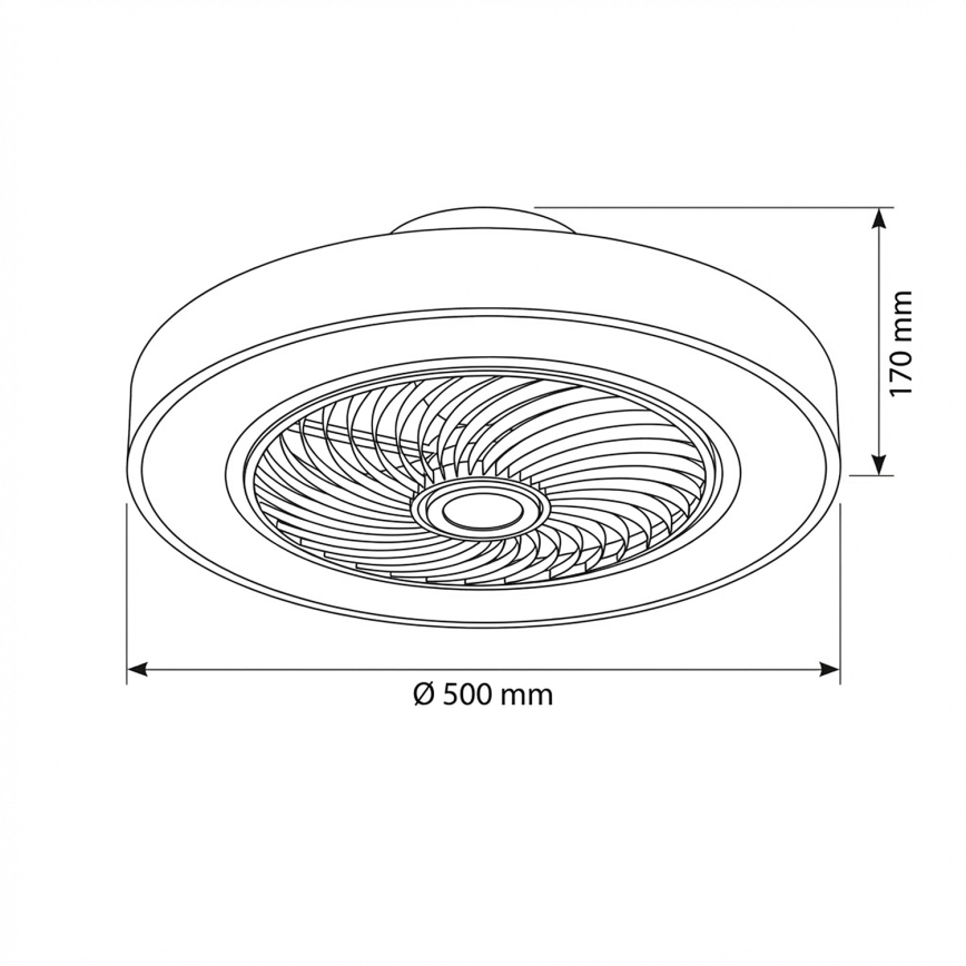 Brilagi - himmennettävä LED-kattovalaisin tuulettimella, LED 38 W, 230 V, 3000–6500 K, halkaisija 50 cm, harmaa + kaukosäädin