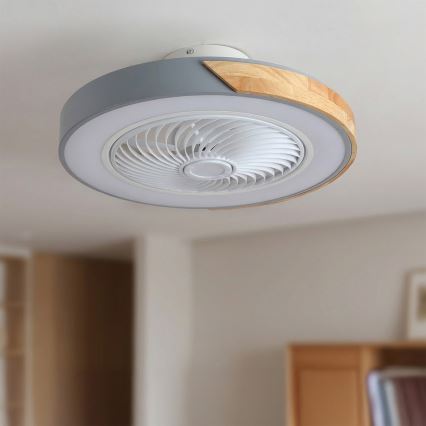 Brilagi - Himmennettävä LED-kattovalaisin tuulettimella LED/38W/230V 3000–6500K 3000–6500K Ø 50 cm harmaa/tammi + kaukosäädin