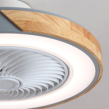 Brilagi - Himmennettävä LED-kattovalaisin tuulettimella LED/38W/230V 3000–6500K 3000–6500K Ø 50 cm harmaa/tammi + kaukosäädin