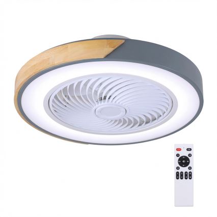 Brilagi - Himmennettävä LED-kattovalaisin tuulettimella LED/38W/230V 3000–6500K 3000–6500K Ø 50 cm harmaa/tammi + kaukosäädin