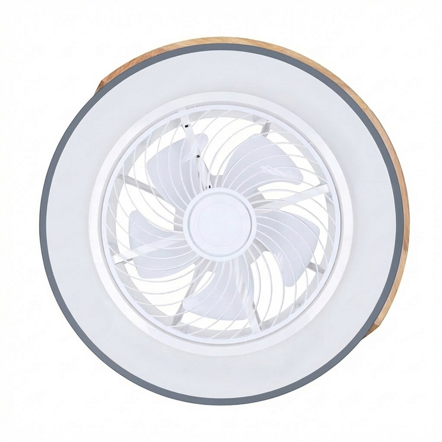 Brilagi - Himmennettävä LED-kattovalaisin tuulettimella LED/38W/230V 3000–6500K 3000–6500K Ø 50 cm harmaa/tammi + kaukosäädin