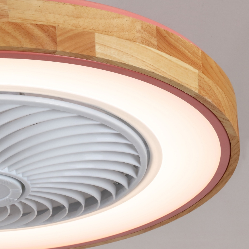 Brilagi - himmennettävä LED-kattovalaisin tuulettimella LED/38W/230V 3000-6500K 3000-6500K halkaisija 50 cm vaaleanpunainen/tammi + kaukosäädin