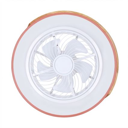 Brilagi - himmennettävä LED-kattovalaisin tuulettimella LED/38W/230V 3000-6500K 3000-6500K halkaisija 50 cm vaaleanpunainen/tammi + kaukosäädin