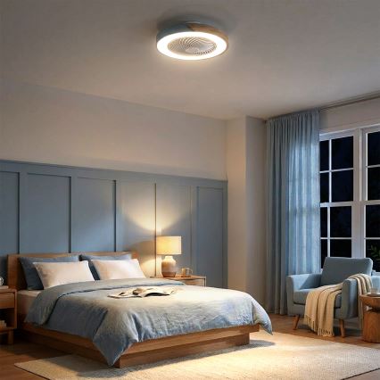 Brilagi - LED-himmennettävä kattovalaisin tuulettimella LED/38W/230V 3000-6500K 3000-6500K halkaisija 50 cm sininen/tammi + kaukosäädin