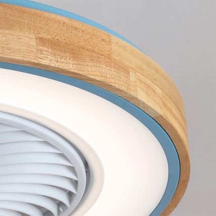 Brilagi - LED-himmennettävä kattovalaisin tuulettimella LED/38W/230V 3000-6500K 3000-6500K halkaisija 50 cm sininen/tammi + kaukosäädin