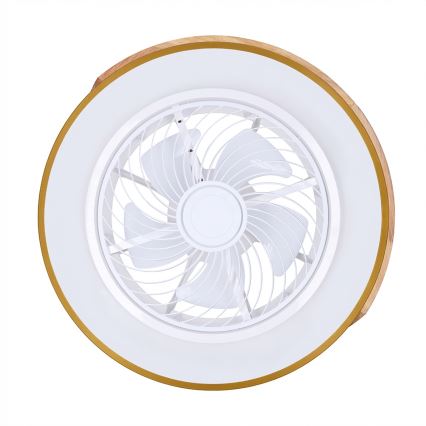 Brilagi - LED-himmennettävä kattovalaisin tuulettimella LED/38W/230V 3000-6500K 3000-6500K halkaisija 50 cm sininen/tammi + kaukosäädin