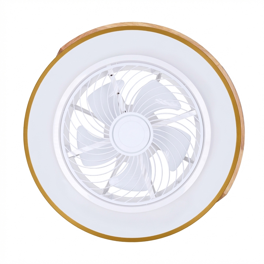 Brilagi - LED-himmennettävä kattovalaisin tuulettimella LED/38W/230V 3000-6500K 3000-6500K halkaisija 50 cm sininen/tammi + kaukosäädin