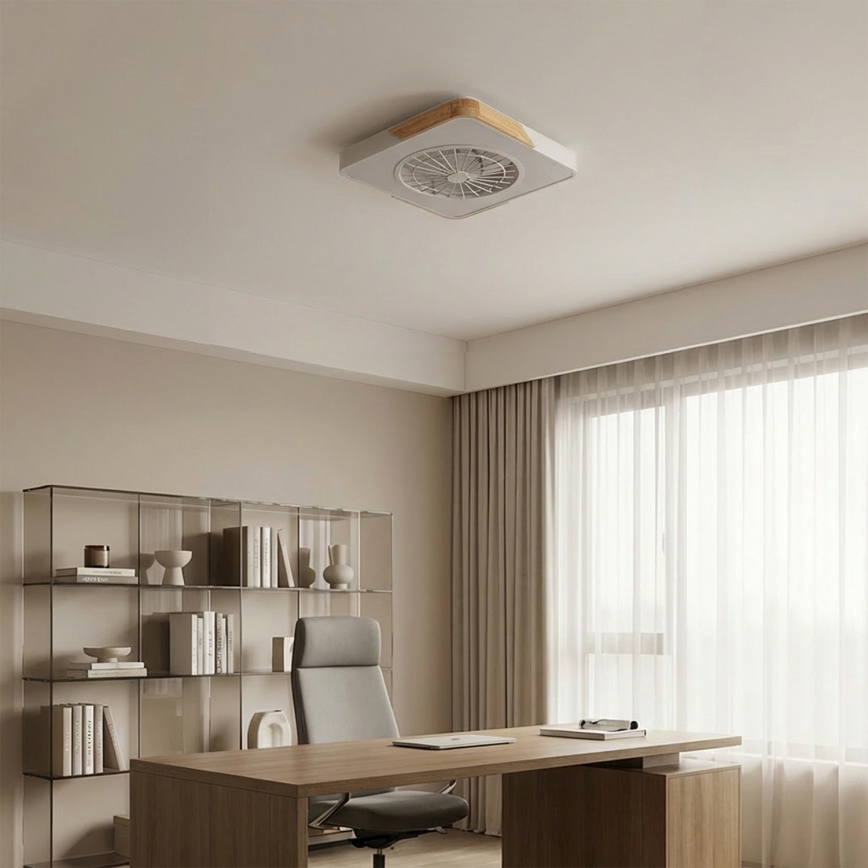 Brilagi - LED-himmennettävä kattovalaisin tuulettimella LED/38W/230V 3000-6500K 3000-6500K 50x50 cm valkoinen/tammi + kaukosäädin