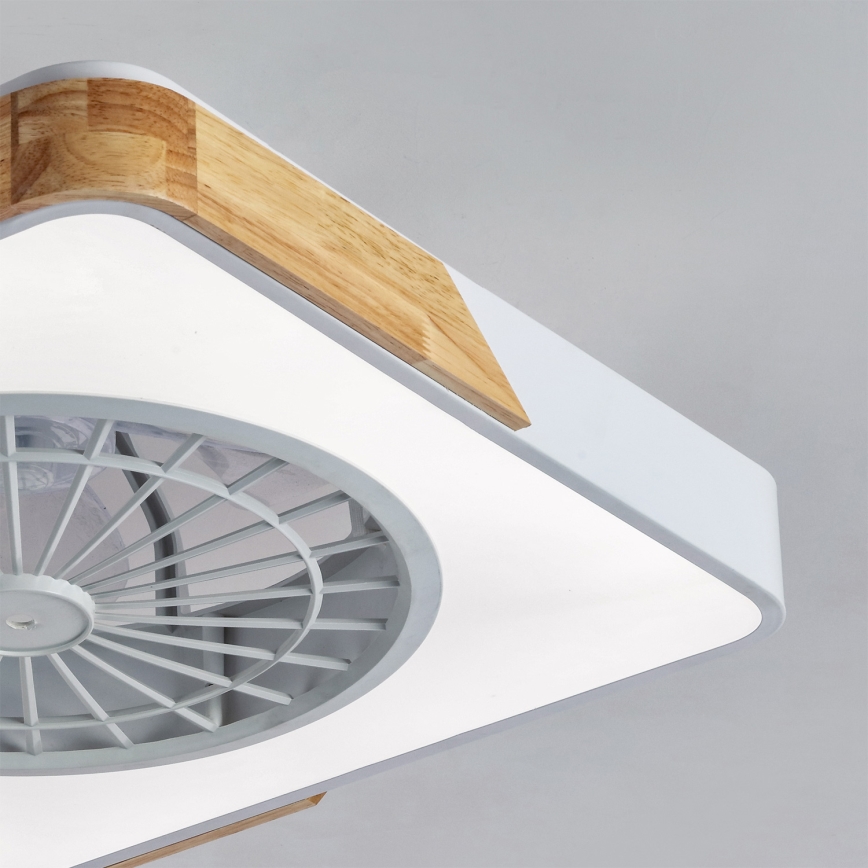 Brilagi - LED-himmennettävä kattovalaisin tuulettimella LED/38W/230V 3000-6500K 3000-6500K 50x50 cm valkoinen/tammi + kaukosäädin