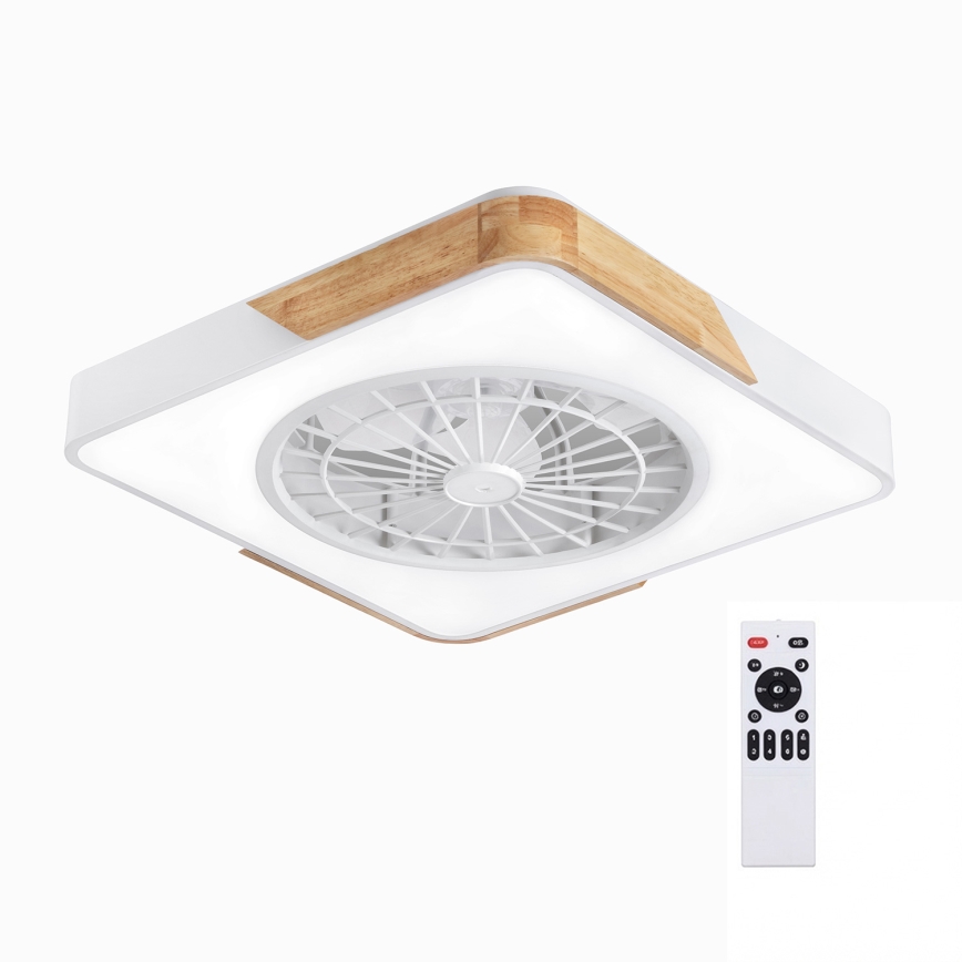 Brilagi - LED-himmennettävä kattovalaisin tuulettimella LED/38W/230V 3000-6500K 3000-6500K 50x50 cm valkoinen/tammi + kaukosäädin