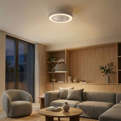 Brilagi - Himennettävä LED-kattovalaisin tuulettimella LED/38W/230V 3000-6500K 3000-6500K halkaisija 50 cm harmaa + kaukosäädin