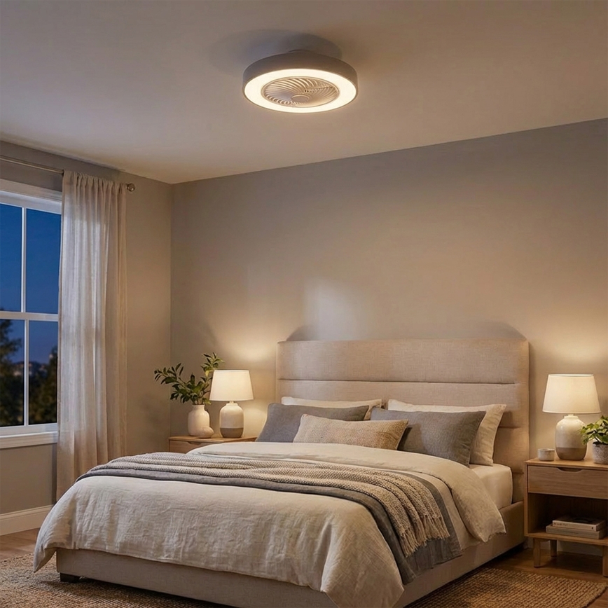 Brilagi - Himennettävä LED-kattovalaisin tuulettimella LED/38W/230V 3000-6500K 3000-6500K halkaisija 50 cm harmaa + kaukosäädin