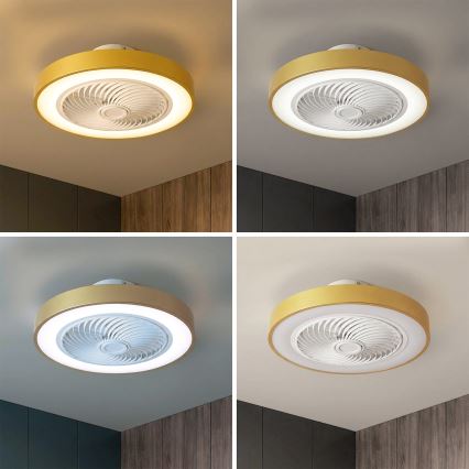 Brilagi - LED-himmennettävä kattovalaisin tuulettimella LED/38W/230V 3000-6500K 3000-6500K halkaisija 50 cm kulta + kaukosäädin