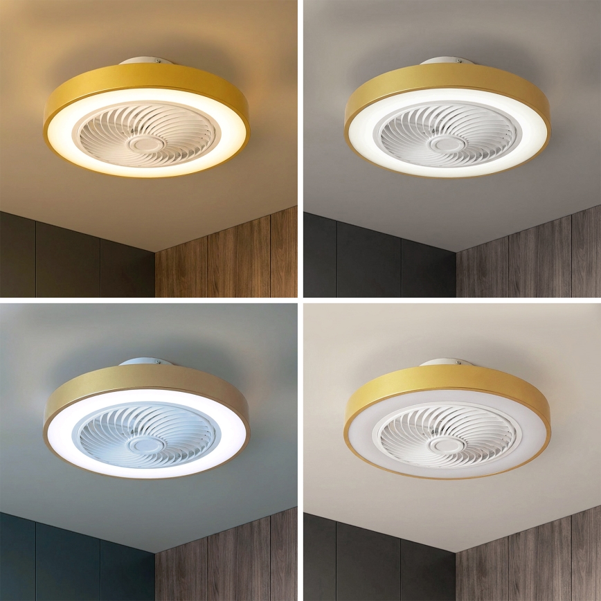 Brilagi - LED-himmennettävä kattovalaisin tuulettimella LED/38W/230V 3000-6500K 3000-6500K halkaisija 50 cm kulta + kaukosäädin