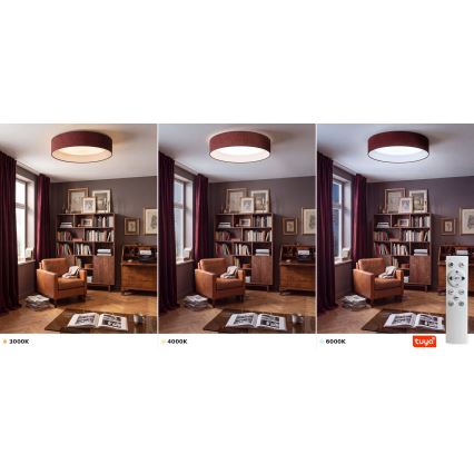 Brilagi - LED-himmennettävä kattovalaisin VELVET SMARTIX STARS LED/36W/230V 3000-6000K Ø 55 cm viininpunainen Wi-Fi Tuya Beacon + kaukosäädin