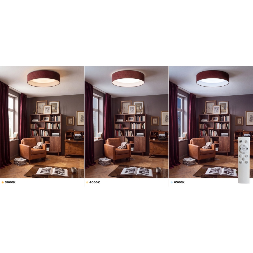 BRILAGI - LED-himmennettävä kattovalaisin VELVET SMART VARI LED/24W/230V 3000-6500K Ø 45 cm viininpunainen + kaukosäädin
