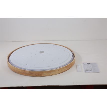 Brilagi - himmennettävä WOODROUND LED/70W/230V 3000–6000K halkaisija 80 cm puu CRI 90 + kaukosäädin